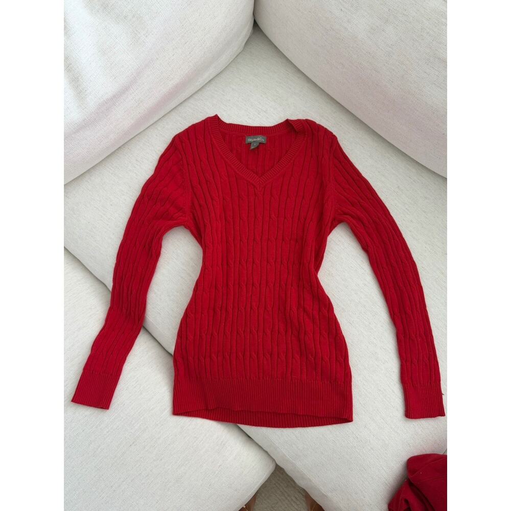 Size Large Henley Red Knitted Long Sleeve Y2k preppy vintage size small